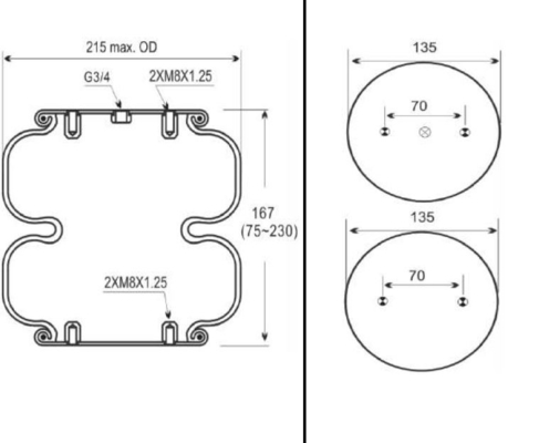 CONTITECH FD120-17/113053/2B-181 충돌 공기 스프링 공기 스프링 장비
