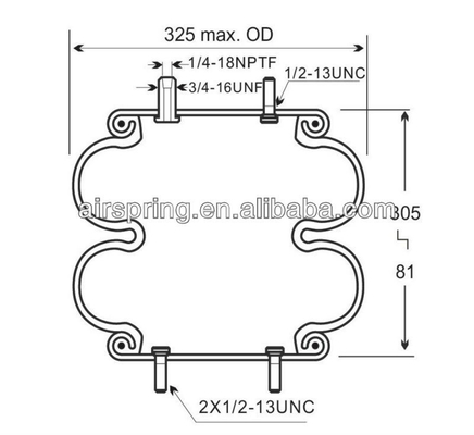 뒤엉킨 공기 스프링 공기 스프링 굿이어 2B12-313/Contitech FD330-22 364/Firetone W01-358-7405를 두배로 하세요
